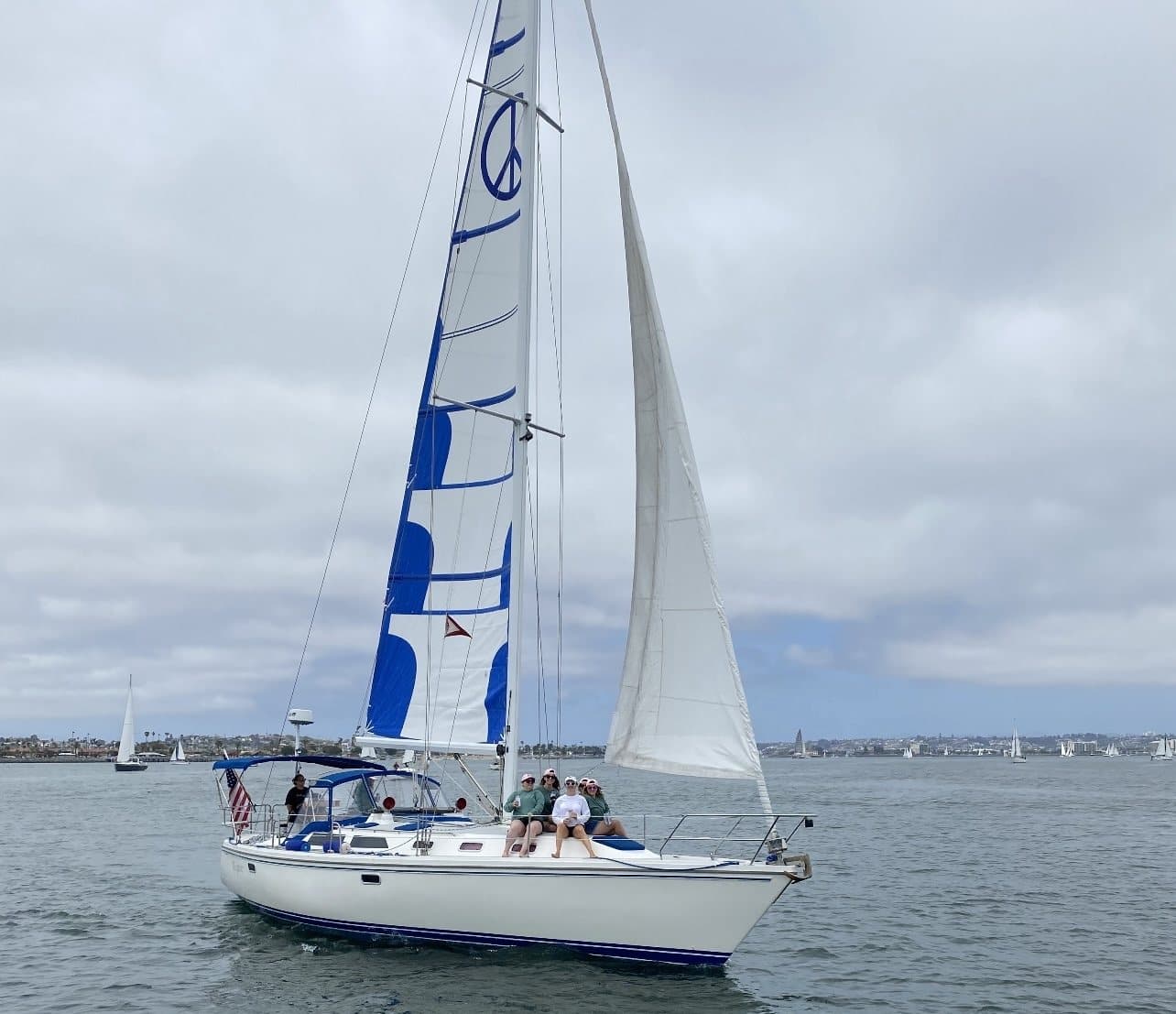 The Mojave under full sail heading out on San Diego Bay